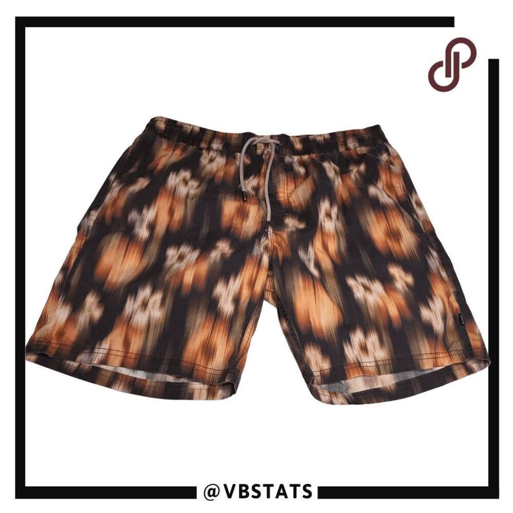 Barney Cool Men's Floral Blur Amphibious Swim Trunks Brown Orange Size 38